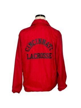 Vintage 80s Red Nylon Cincinnati Lacrosse Jacket XL Made In USA